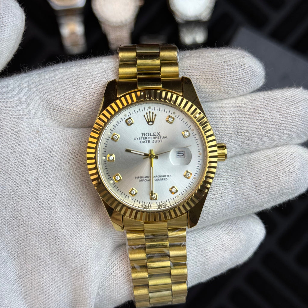 Rolex Golden Luxury Watch for Men – Elegant White Dial