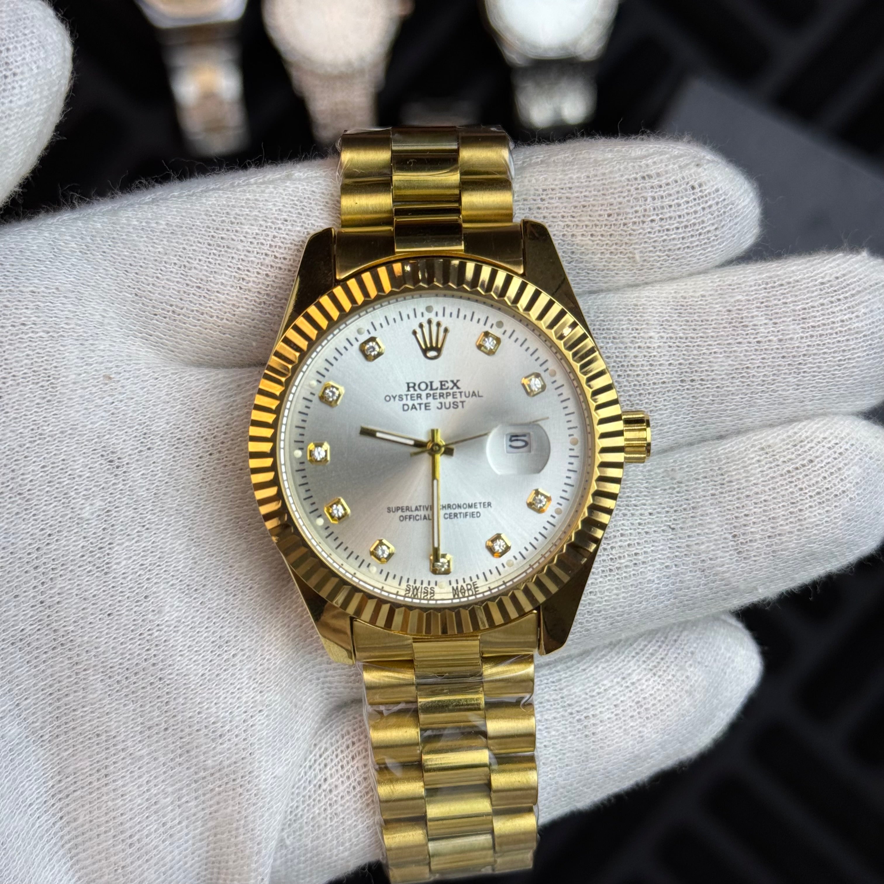 Rolex Golden Luxury Watch for Men – Elegant White Dial