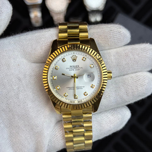 Rolex Golden Luxury Watch for Men – Elegant White Dial