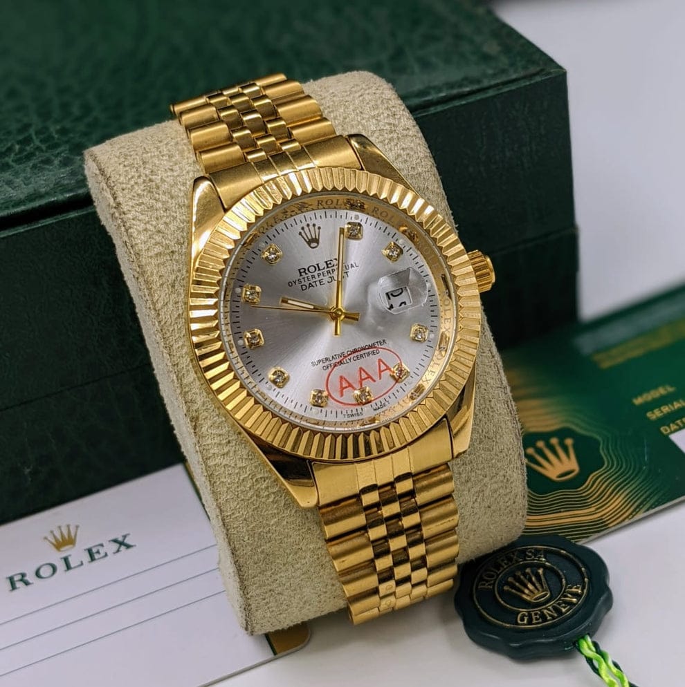 Rolex Golden Luxury Watch for Men – Elegant White Dial