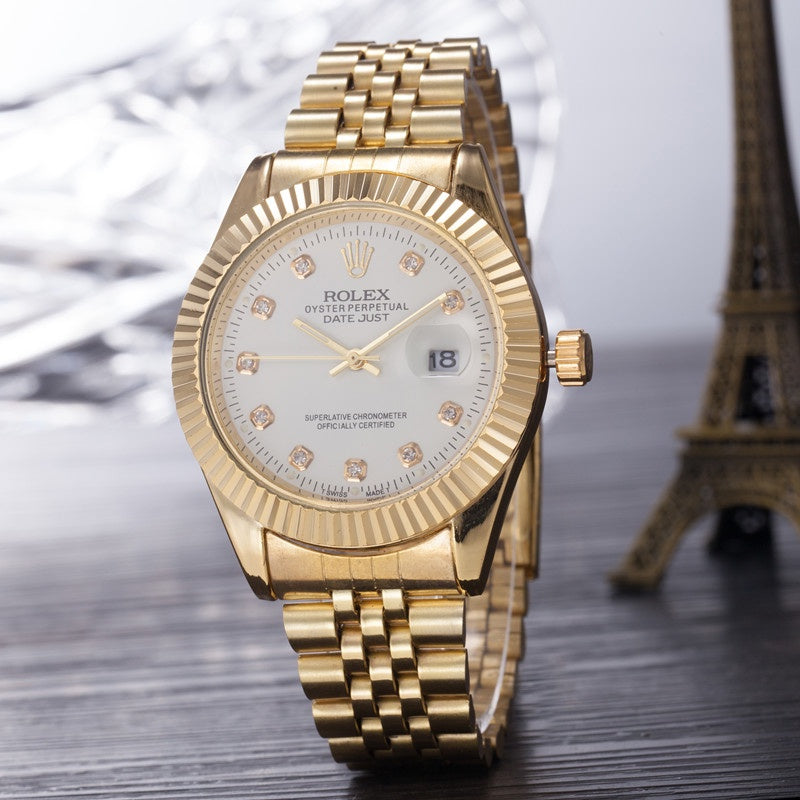 Rolex Golden Luxury Watch for Men – Elegant White Dial